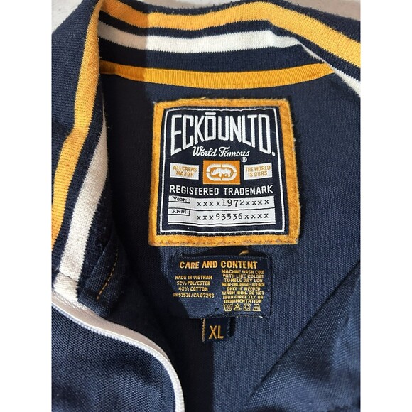 Ecko Unlmtd Embroidered Zippered Track Sweater Mens XL Navy - Picture 3 of 6